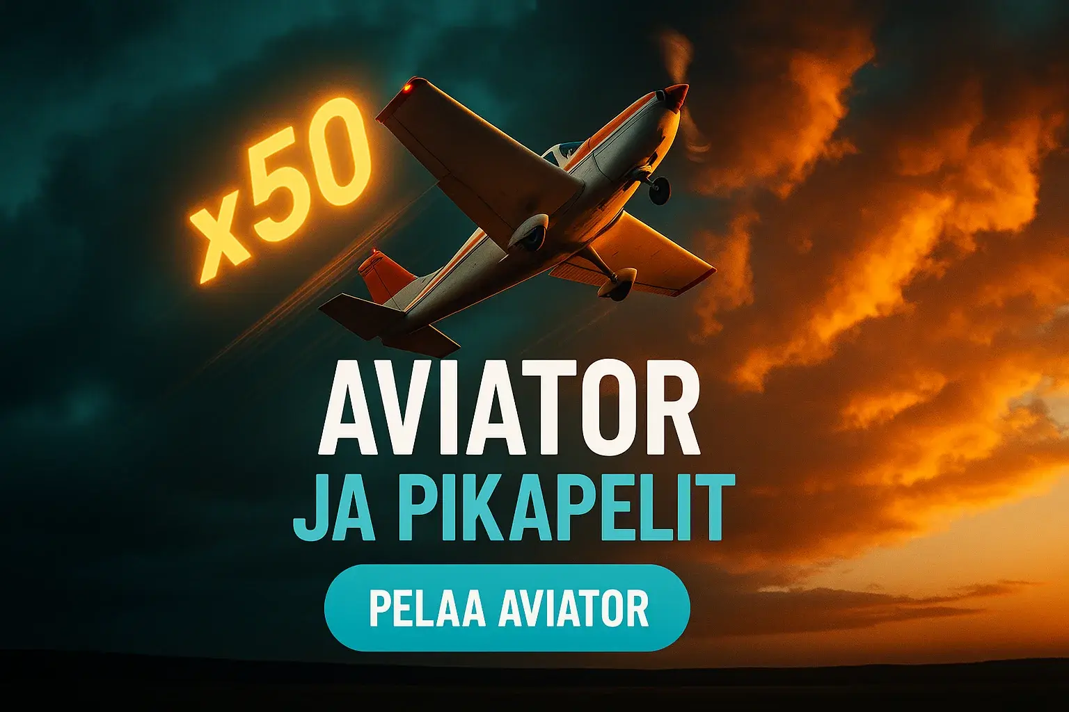 Fotorealistinen suomalainen kasinobanneri, lentokone nousee pilvien läpi, x50